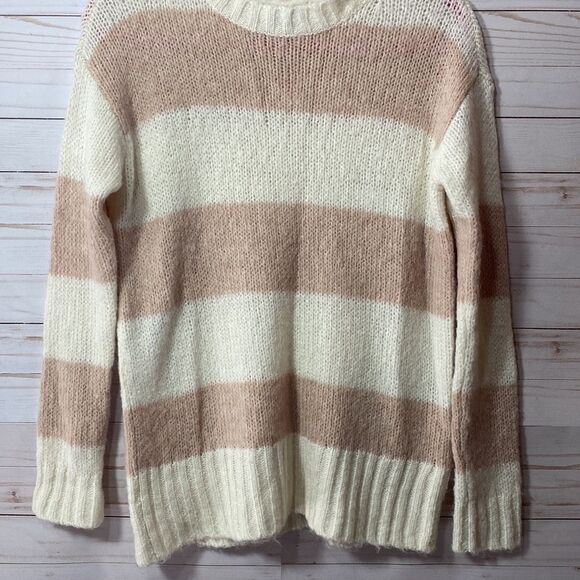 American Eagle Outfitters Jegging Fit Blush Pink Striped Wool Blend Sweater - Picture 8 of 16